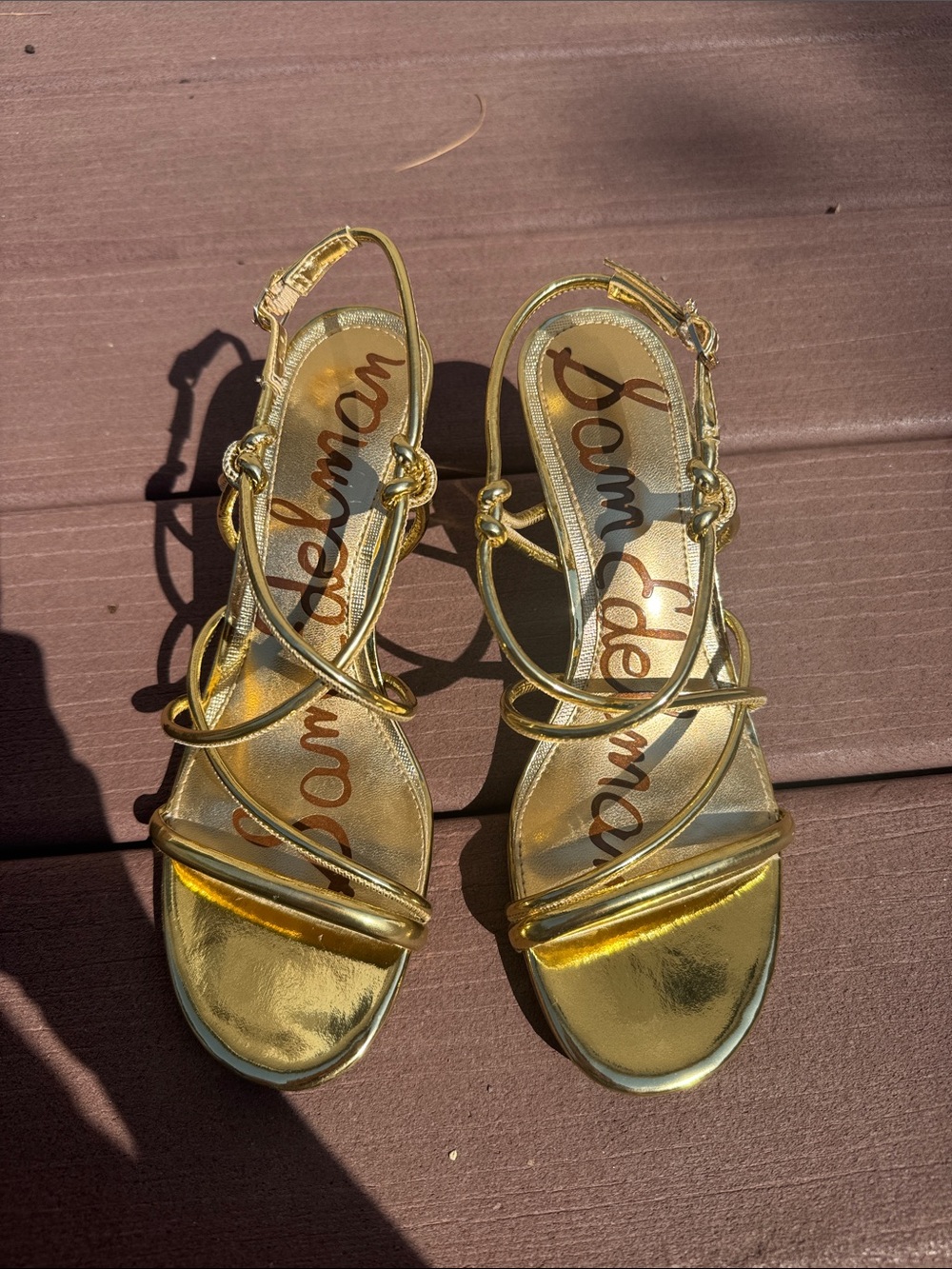 Sam Edelman Gold Metallic Strappy Heeled Sandals